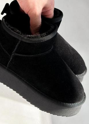 Стильные черные женские угги зимние, мех, замшевые/замша-женская обувь на зиму 2023-20242 фото