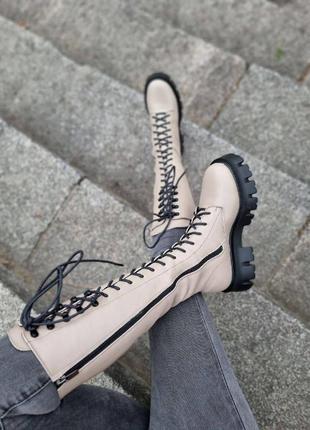 Ботинки высокие сапоги на шнурках кожаные берцы5 фото