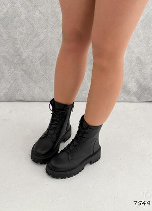 Трендові чорні жіночі черевики демі,на високій підошві,шкіряні/шкіра-жіноче взуття на осінь 2023-245 фото
