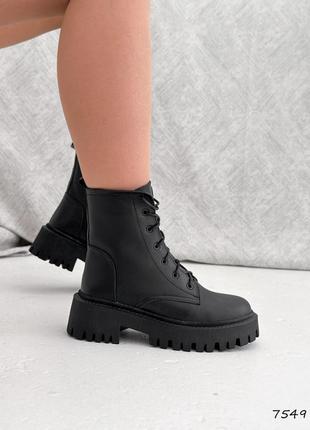 Трендові чорні жіночі черевики демі,на високій підошві,шкіряні/шкіра-жіноче взуття на осінь 2023-247 фото