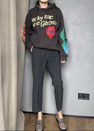 Брюки классика серые костюм pullштаны шерстьmango теплые hmштанцы прямыеzara высокая посадкаarmani