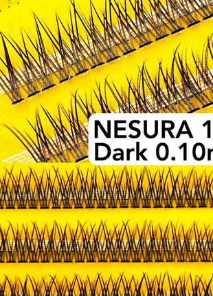 Пучкові накладні вії ластівчин хвіст nesura dark 12d у вигині с та d 0,10 мм2 фото