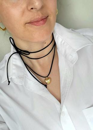 Підвіска серце на замшевому шнурочку