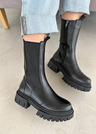 Зимние челси из натуральной кожи