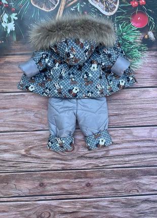 Зимний костюм с натуральным мехом энота 
куртка комбинезон3 фото