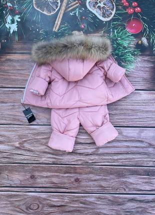 Зимний костюм с натуральным мехом энота 
куртка комбинезон2 фото