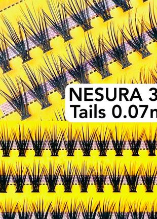 Пучковые накладные ресницы nesura tails 30d изгибы c и d несура хвосты2 фото