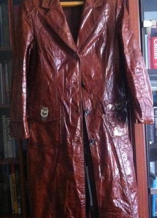 Кожаный плащ -  пальто со съемным  утеплителем4 фото