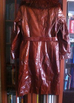 Кожаный плащ -  пальто со съемным  утеплителем2 фото