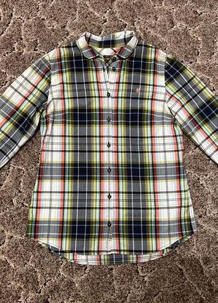 Котонова різнокольорова сорочка в клітинку marc o’ polo