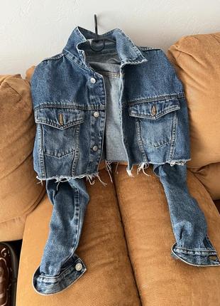Джинсовка куртка джинсовая укороченная в стилеzara levis8 фото