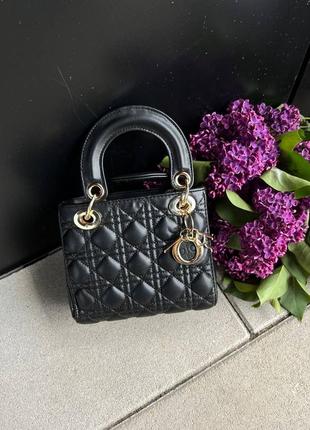 Жіноча сумка christian dior lady black mini7 фото