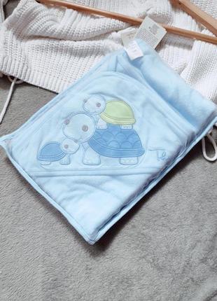 Голубое полотенце уголком с капюшоном чулок полотенце в подарочной упаковке на подарок2 фото