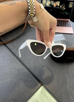 Белые с бежевым полупрозрачные шикарные очки от mango в стиле céline4 фото