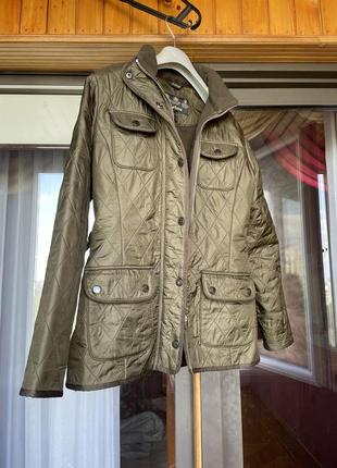 Стеганая куртка курточка короткая хаки женская осенняя теплая размер м2 фото