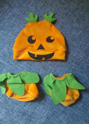Костюм шапочка и пинетки тыквик halloween 6-12 мес р. 68-74