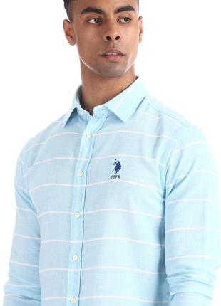 Рубашка рубашка мужская u.s.polo assn голубая белая в полоску новая длинный рукав м оригинал2 фото