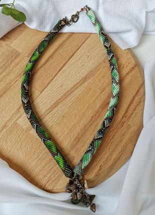 Колье-жгут "лесная сказка" из бисера3 фото