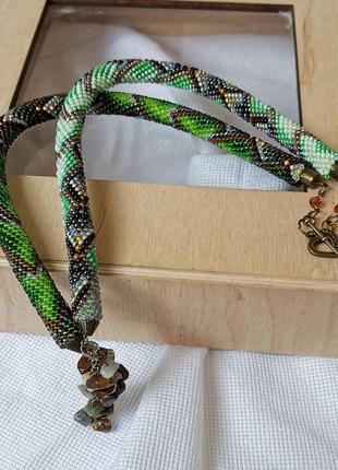Колье-жгут "лесная сказка" из бисера2 фото