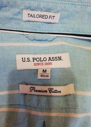 Рубашка рубашка мужская u.s.polo assn голубая белая в полоску новая длинный рукав м оригинал7 фото