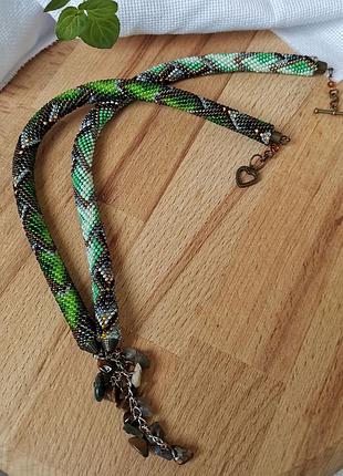 Колье-жгут "лесная сказка" из бисера7 фото