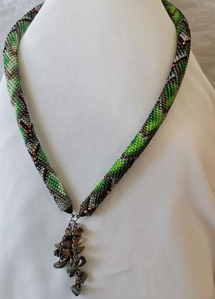 Колье-жгут "лесная сказка" из бисера6 фото