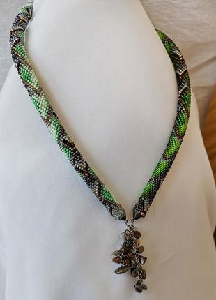 Колье-жгут "лесная сказка" из бисера4 фото