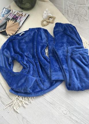 Тепла махрова піжама кофта і штани, піжама велюрова махра, зимова піжама кофта зі штанами9 фото