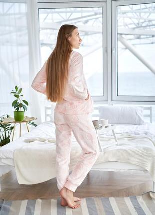 Теплая махровая пижама кофта и штаны, пижама велюровая махра, зимняя пижама кофта со штанами