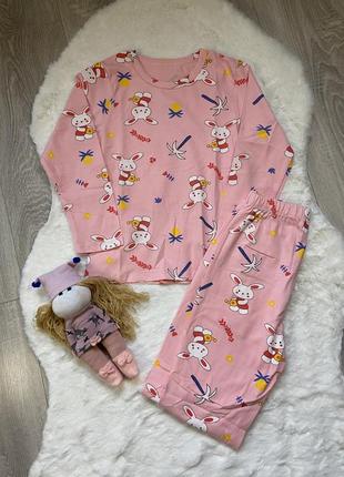 Распродажа! детская хлопковая пижама с брюками - розовая хлопковая пижама для девочки1 фото