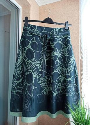 Красивая летняя юбка миди трапецией из натуральной ткани 100% рами2 фото