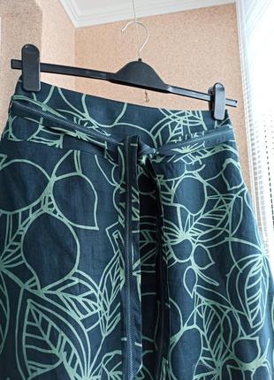 Красивая летняя юбка миди трапецией из натуральной ткани 100% рами3 фото