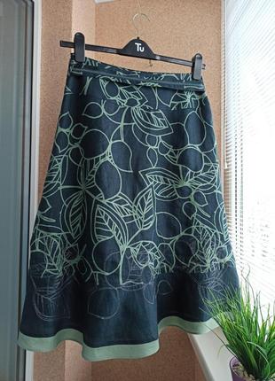 Красивая летняя юбка миди трапецией из натуральной ткани 100% рами4 фото