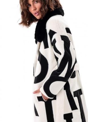 Шуба - пальто женская миди теплая зимняя,  альпака, дизайнерская, высокого качества, белая6 фото