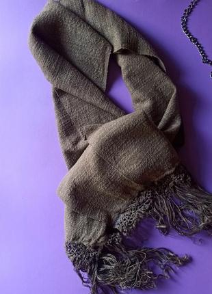 🖤▪️качественный винтажный длинный шарф с бахромой▪️🖤 из натуральной ткани2 фото