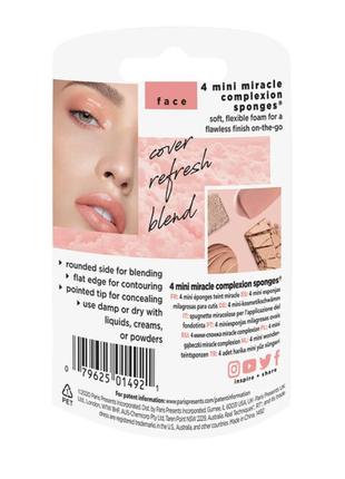 Real techniques mini miracle complexion sponge, спонжі для макіяжу, 4 шт.2 фото