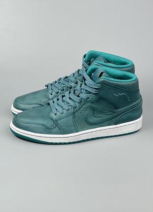 Баскетбольные кожаные кроссовки jordan 1 retro mid nouveau teal green2 фото