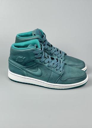 Баскетбольные кожаные кроссовки jordan 1 retro mid nouveau teal green