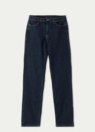 Прямые джинсовые брюки с высокой талией и карманами темный деним tezenis женские брюки темно-синие