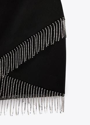 Женская черные короткая мини юбка со стразами зара zara 8658/7076 фото