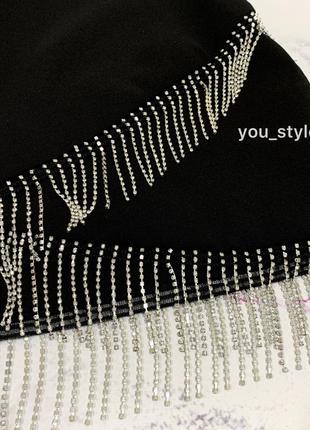 Женская черные короткая мини юбка со стразами зара zara 8658/7078 фото