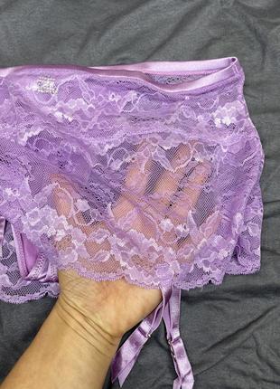Ідеальні фіолетові лавандові мережевні сексуальні сексі труси трусики на високій посадці з підтяжками для панчох чулків стрінги на високій посадці8 фото