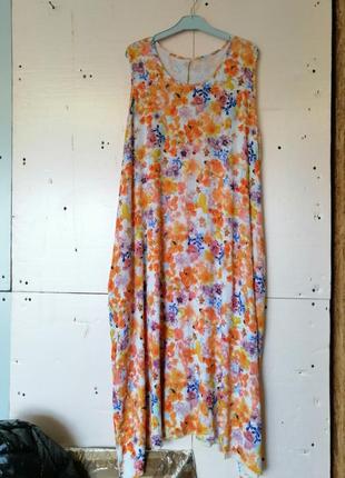 Платье сарафан из натуральной хлопковой ткани цветочный принт длина мини по бокам есть карманы2 фото