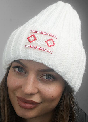 Жіноча тепла шапка білий "дрібка"
