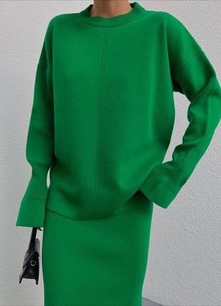 Жіночий костюм двійка трикотажний, теплий светр і спідниця трикотаж s, m, l1 фото