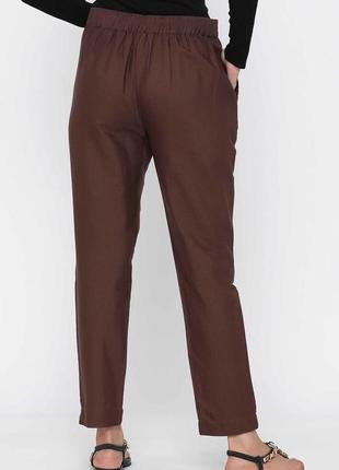 Комфортні легкі коричневі штани великого розміру bm2 фото
