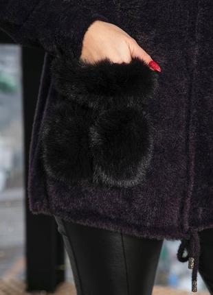 Пальто альпака з капюшоном та хутром туреччина 🇹🇷4 фото