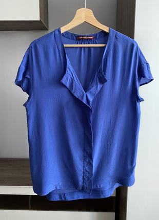 Синяя шелковая блуза шелк