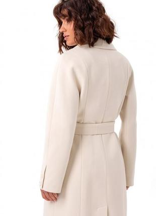 Пальто женское миди, демисезонное, кашемировое, шерстяное, двубортное, бренд молочное6 фото