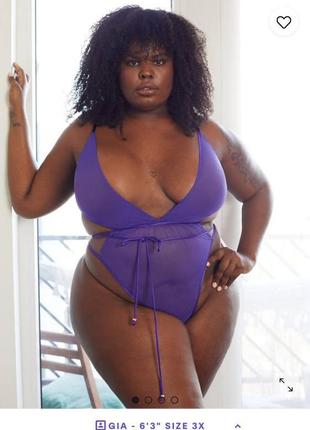 Фиолетовый бодик с завязкой от savage x fenty by rihanna эротическое белье большие размеры6 фото